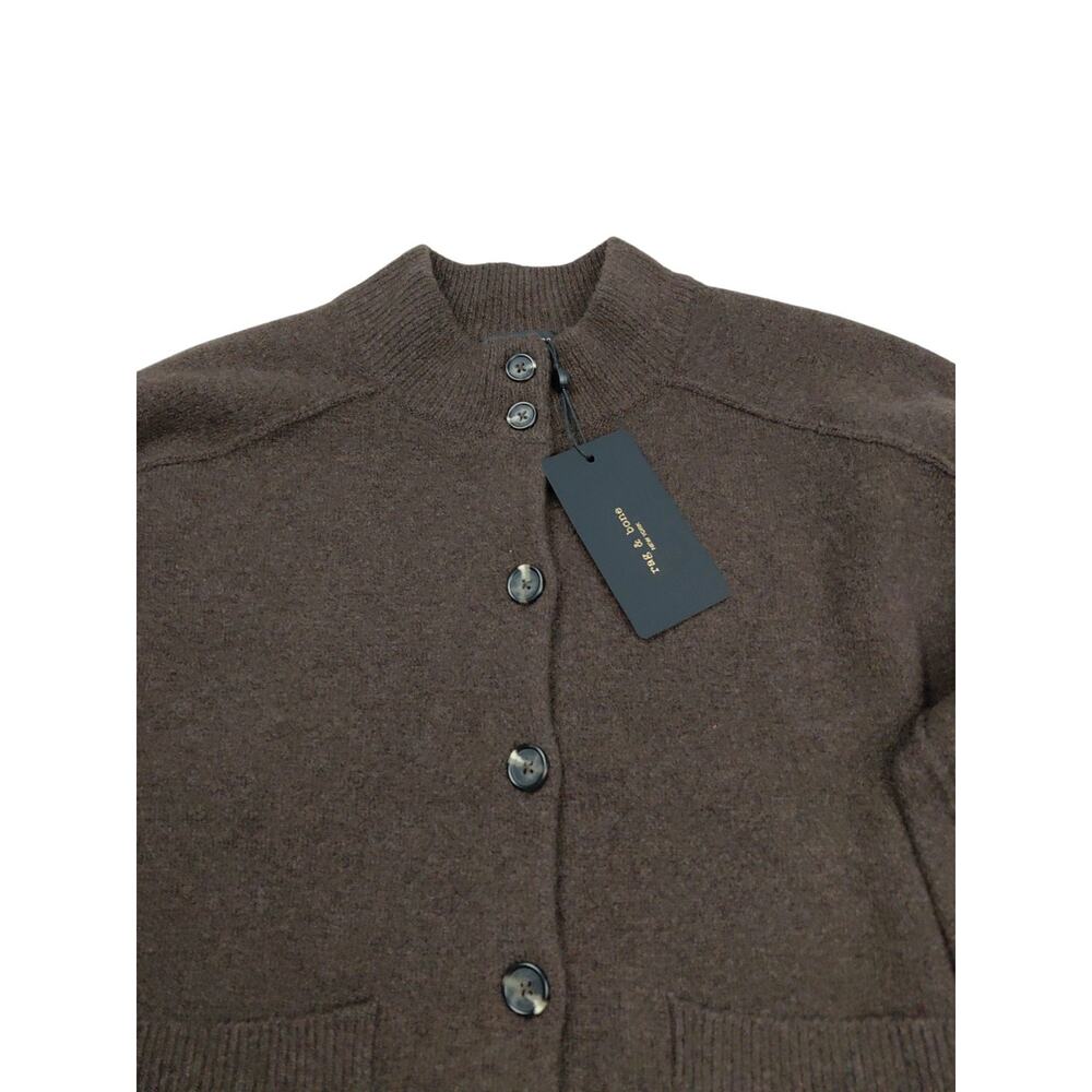 Rag & Bone Bridget Mock Neck Women's SZ S Cardigan In Brown Wool Blend Sweater - Picture 3 of 9